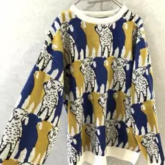 グラニフ ラムチョップ 刺繍 ニット セーター レア 美品 マルチ M