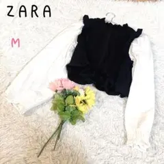 ⭐︎ザラ【M】長袖ブラウス シャーリングシャツ フリルデザイン かわいい