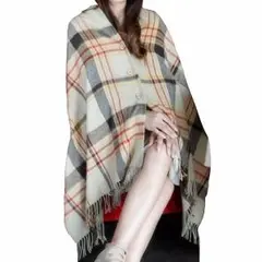 【セール中！】大人気！レディース ボタン付き 大判マフラー☆タータンチェック柄