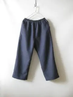 ウール混ミックスツイードグレイッシュブルーイージーパンツ