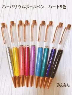 数量限定　新作　ハート柄　ハーバリウムボールペン　9色　花材