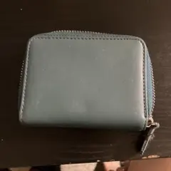 ブルーグレー ラウンドファスナー 二つ折り財布