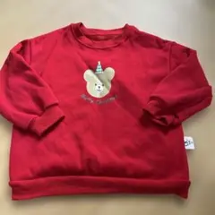 赤いクリスマス柄トレーナー 120