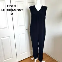 【エッセン.ロートレアモン】ノースリーブ Vネック オールインワン 黒　M
