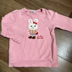 【値下げ】miki house ピンクウサギ刺繍トレーナー 100cm