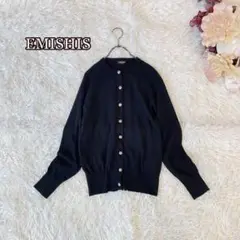 ●EMISHIS クルーネックカシミアニットカーディガン　金ボタン　ハイケージ