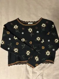 花柄刺繍 クロップドセーター 古着 ヴィンテージ