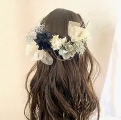 宅急便コンパクト　黒とアイスグレーの髪飾り　卒業式　袴