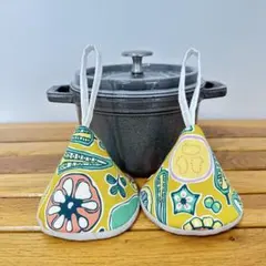 訳あり★三角鍋つかみ★staub　ストウブ　ホーロー鍋★ミトン　鍋つかみのサムネイル