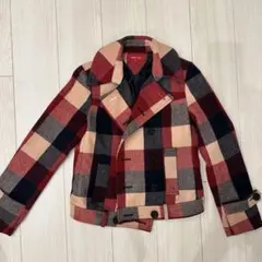 美品 トミーヒルフィガー トミーガール Pコート ダブル チェック柄