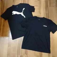 PUMA adidas Tシャツ 2枚セット ブラックのサムネイル