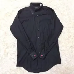 【U.P renoma】長袖シャツ M 黒 バラ刺繍 綿100% メンズ