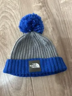 子供用　THE NORTH FACE ポンポン付きニット帽 グレー/ブルー