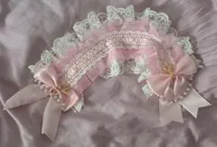 ピンク レース ヘッドドレス リボン パール