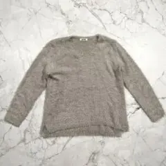 【華やかラメ混】アルファキュービック Vネック シャギーニット 灰 Lのサムネイル