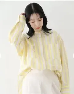 【未使用品】 ベーセーストック　マルチス卜ライプパチポケシャツ イージケア