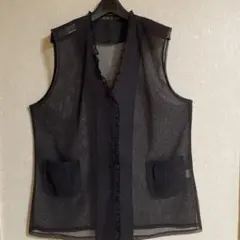 黒の透け感ノースリーブベスト