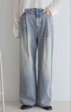 ジーナシス タックデニムワイドパンツ