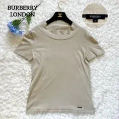 【美品】バーバリーロンドン サマーニット シルク混 ラメ グレージュ M