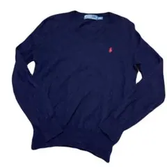 POLO RALPH LAUREN ウール セーター ネイビー M Vネック
