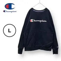 champion フロントロゴスウェット トレーナーワッペン ラグラン ブラック