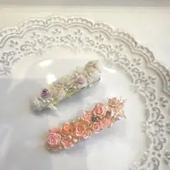 花柄ヘアクリップ2点セット