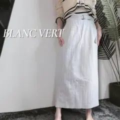 【新品タグ付き】blancvert ハイウエストストライプナロースカート 40