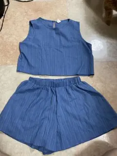 青 トップス ショートパンツセット セットアップ サイズ130 140