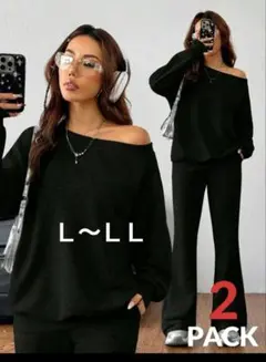 SHEIN　オフショルセットアップ　黒