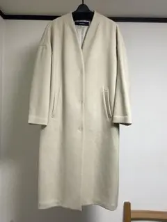 ベージュ ウール混紡 ロングコート