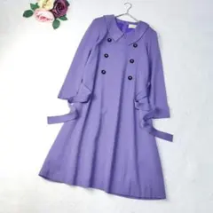 希少✨ピエールカルダン ヴィンテージ ダブルボタン ワンピース パープル 9号のサムネイル