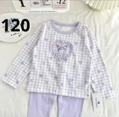 女の子可愛いチェック柄パジャマセット　キャラクター付き　绵 120