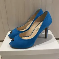 【美品】DIANA オープントゥハイヒール パンプス 24.5cm 青