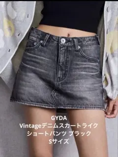 GYDA Vintageデニムスカートライクショートパンツ ミニスカートブラック