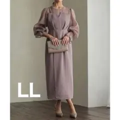 epic day ボリュームスリーブシフォンロングワンピース　お呼ばれドレス