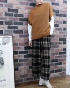 niko and... ニコアンド サスペンダー付きすっきりチェックパンツ