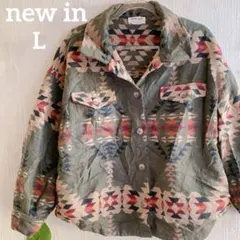 海外古着✨new in【L】幾何学模様 ジャケット ネイティブ エスニック