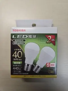 東芝 LED電球　昼白色　E17 40形２個 LDA4N-G-E17S40V2Pのサムネイル