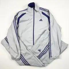 b1556【adidas】ジャージ　シルバー　トラックジャケット　セットアップ
