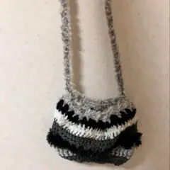 編み物　ハンドメイド　バック　ポシェット　鞄　Y2K 黒