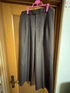 GU ワイドパンツ ダークブラウン 100%ポリエステル