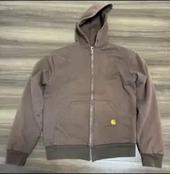 裏サーマル　カーハート　90s ジップパーカー　アルミジップ　USA製　ブラウン