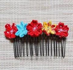 891【つまみ細工のヘアコーム】 1個 ヘアアクセサリー 髪飾り 和風 発表会