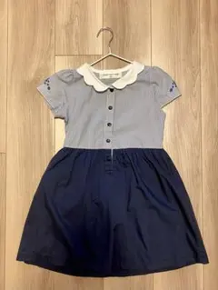 moo non non 襟付き半袖ワンピース ネイビー