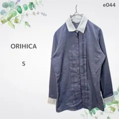 オリヒカ シャツ Sサイズ 白襟×プリーツが上品なアクセント