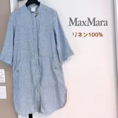 Max Mara　シャツワンピース　リネン100%　チュニック　ストライプ　Sのサムネイル