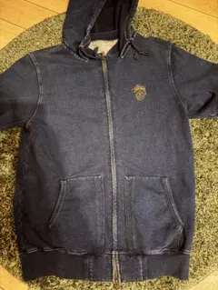 Stussy 半袖ジップアップパーカー ネイビー
