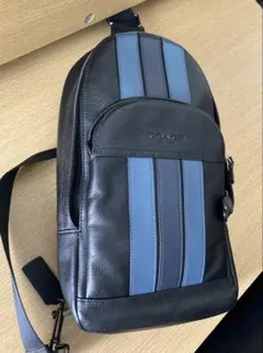 COACH ボディバッグ レザー ブラック ブルー