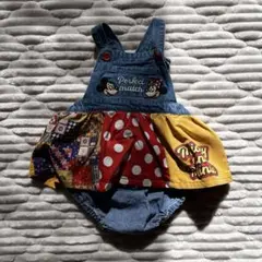 futafuta ディズニー　ミッキーミニー　デニムロンパース