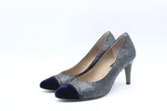 58■ランバン 切り替えグリッターパンプス(23.5ｃｍ)美品